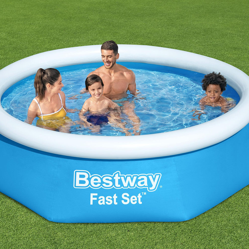 Piscina inflável redonda Bestway Fast Set com 3 camadas de resistência