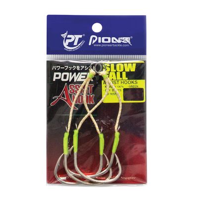 Assist Hooks Slow Fall 2/0 Anzol Pioneer - 30mm - fluor green